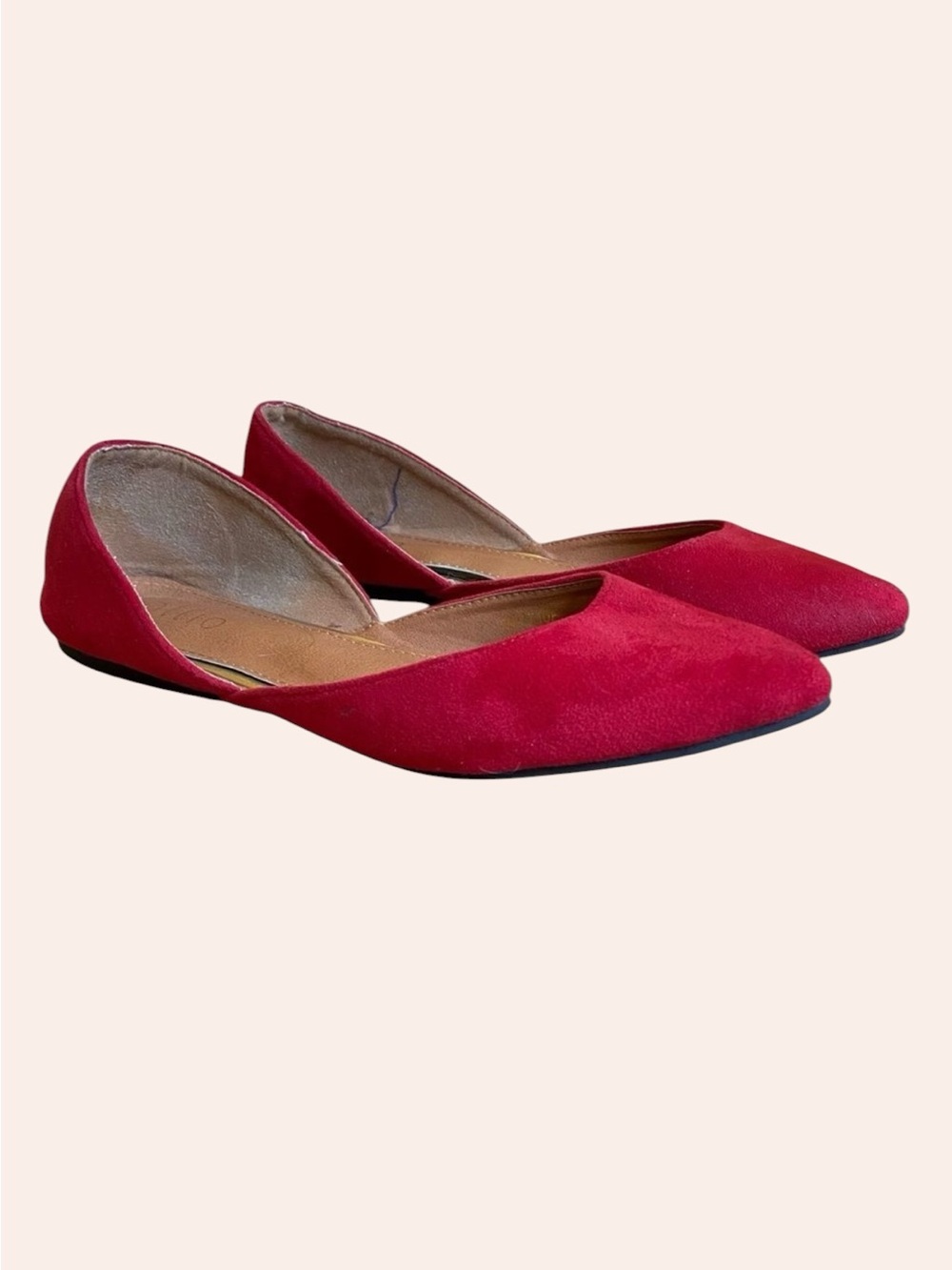 Ollio Faux Suede Women's Shoes Size 8.5 Slip On Pointed Toe Red Flats Coastal
